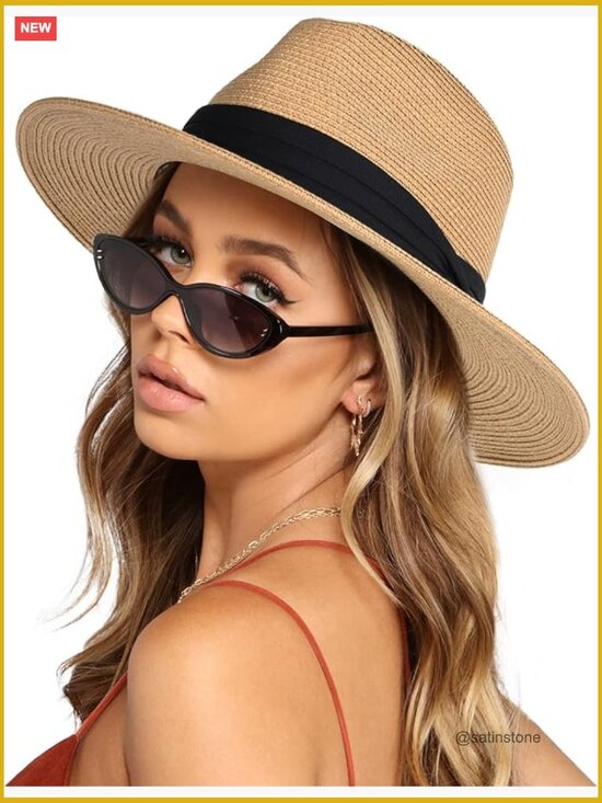 Wide Brim Straw Panama Fedora Sun Hat UPF 80 Protection main image 7